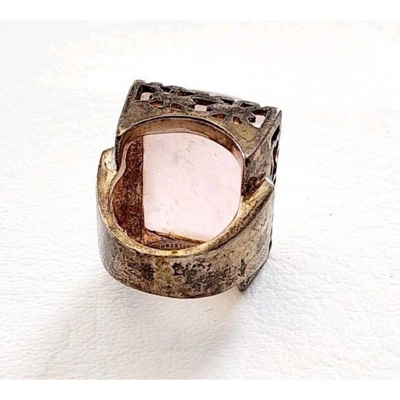 A.S Israel Sterling 925 Silver Large Rose Quartz Statement Ring Sz 5 22.42g - Picture 3 of 6
